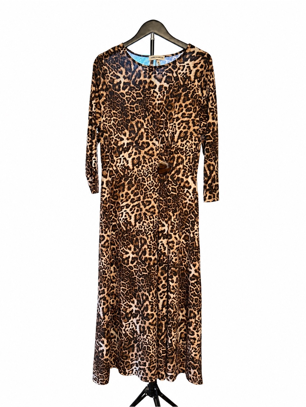 Harlow & Rose XL Leopard Animal Print Long Sleeve Maxi Dress